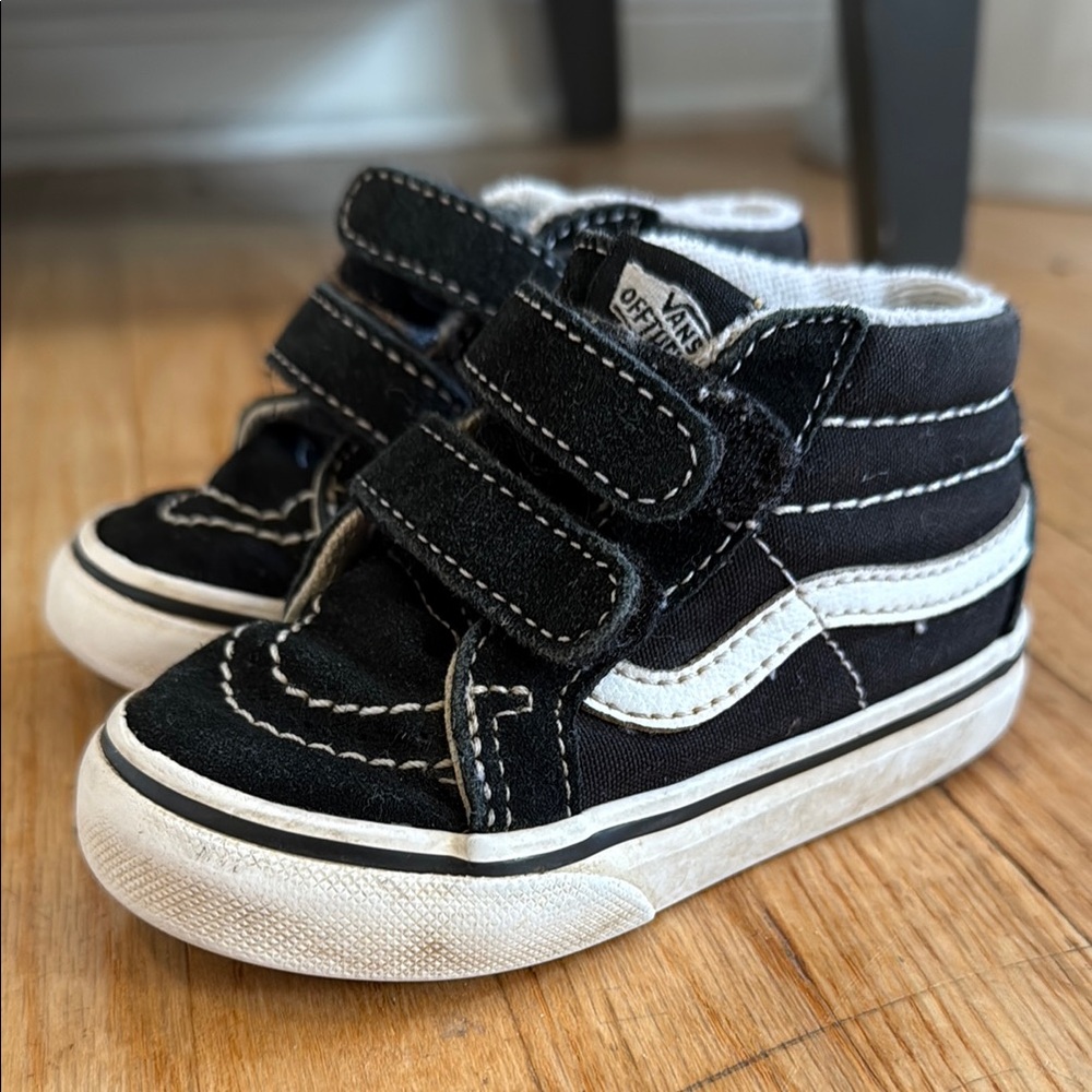 Vans Kids Black and White High-Top Shoes